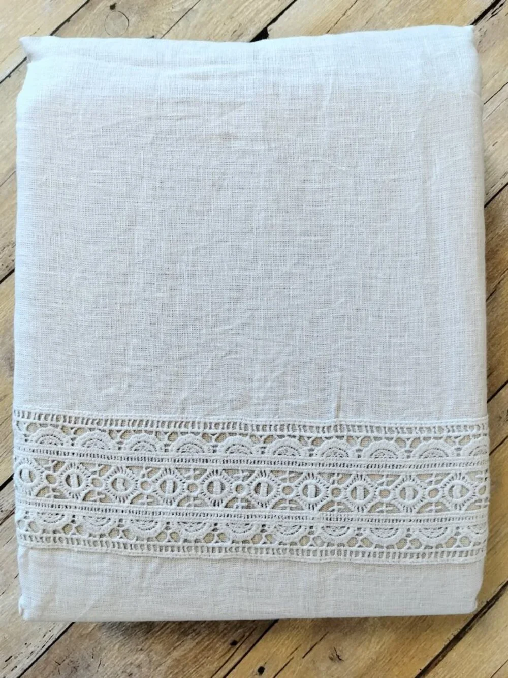 Melange Catrine Linen Crochet Lace 3 Piece Duvet Set King Sz  Blush Pink